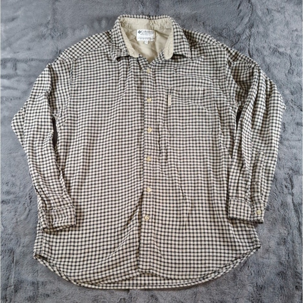 Mens Columbia Flannel Shirt Large 100% Cotton Camp Outdoors Hiking Vtg